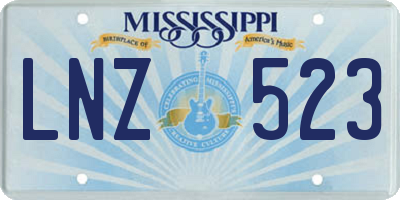 MS license plate LNZ523