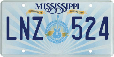 MS license plate LNZ524