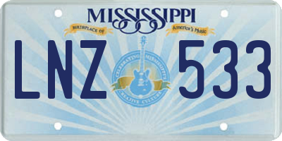MS license plate LNZ533