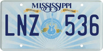 MS license plate LNZ536