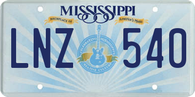 MS license plate LNZ540