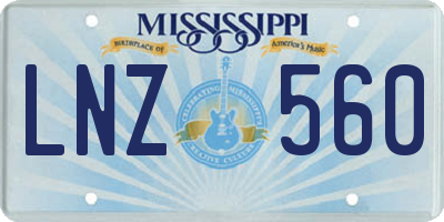 MS license plate LNZ560