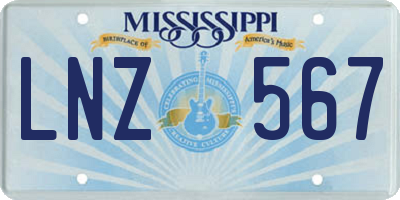 MS license plate LNZ567