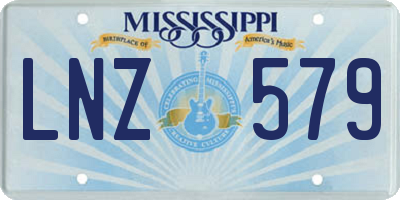 MS license plate LNZ579