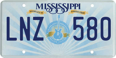 MS license plate LNZ580