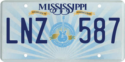 MS license plate LNZ587