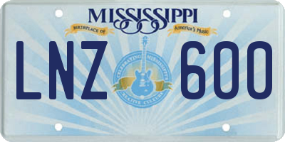 MS license plate LNZ600