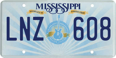 MS license plate LNZ608