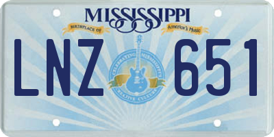 MS license plate LNZ651