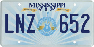 MS license plate LNZ652