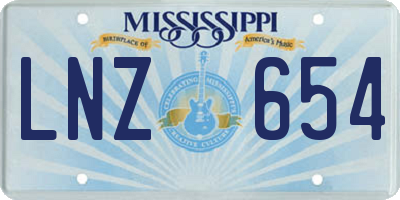MS license plate LNZ654