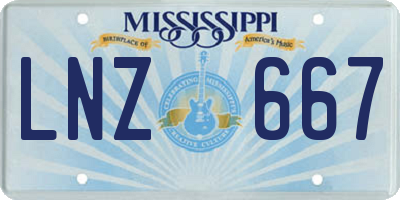 MS license plate LNZ667
