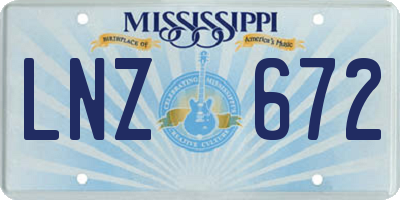 MS license plate LNZ672