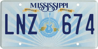MS license plate LNZ674