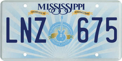 MS license plate LNZ675