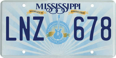 MS license plate LNZ678