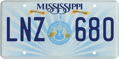 MS license plate LNZ680