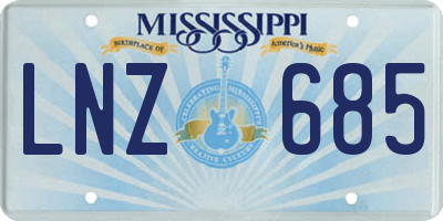 MS license plate LNZ685