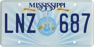 MS license plate LNZ687