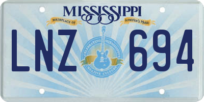 MS license plate LNZ694