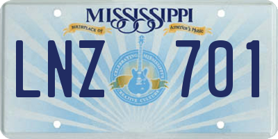 MS license plate LNZ701