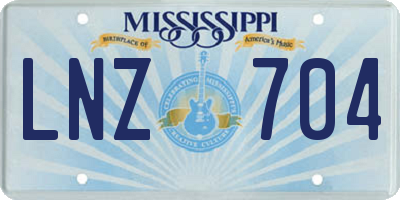 MS license plate LNZ704
