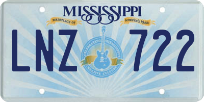 MS license plate LNZ722