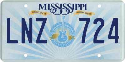 MS license plate LNZ724