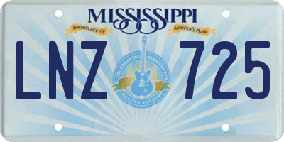 MS license plate LNZ725