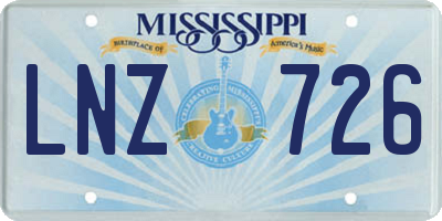 MS license plate LNZ726