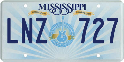 MS license plate LNZ727
