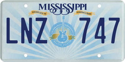 MS license plate LNZ747