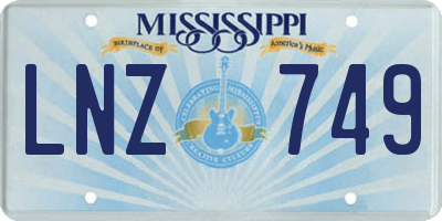 MS license plate LNZ749