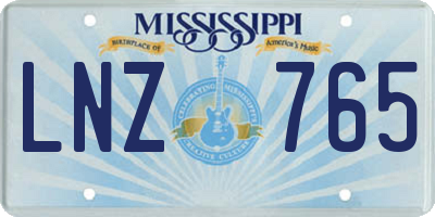 MS license plate LNZ765