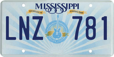 MS license plate LNZ781