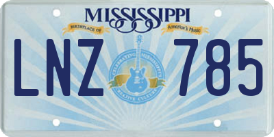MS license plate LNZ785