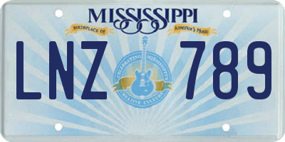 MS license plate LNZ789