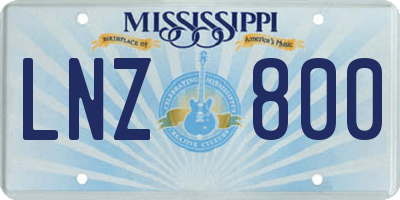 MS license plate LNZ800
