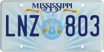 MS license plate LNZ803