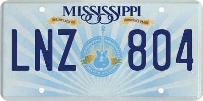 MS license plate LNZ804