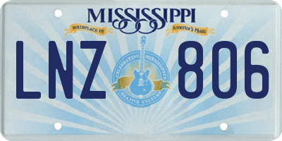 MS license plate LNZ806