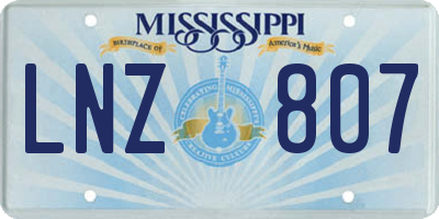 MS license plate LNZ807