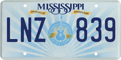 MS license plate LNZ839