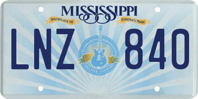 MS license plate LNZ840