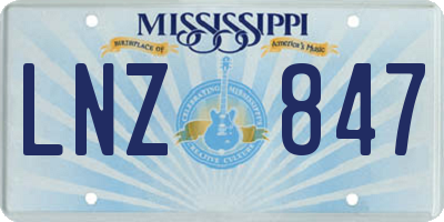 MS license plate LNZ847