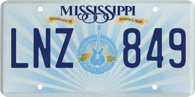 MS license plate LNZ849
