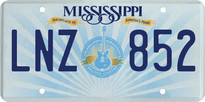 MS license plate LNZ852