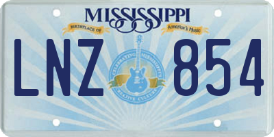 MS license plate LNZ854