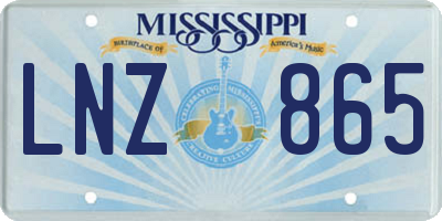 MS license plate LNZ865
