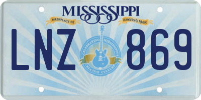 MS license plate LNZ869